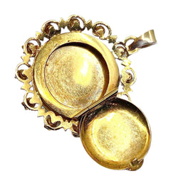 Pendentif porte photo en or 18 carats en perle et pierres rouges - Castafiore