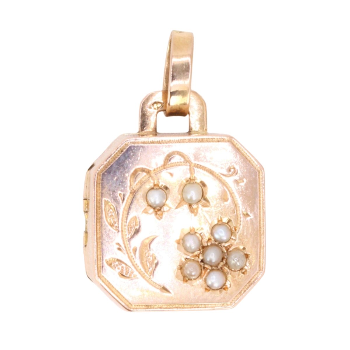 Pendentif porte photo en or rose et perles fines - Castafiore