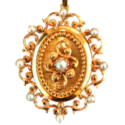 Pendentif Porte photo Napoléon III en or jaune et perles - Castafiore