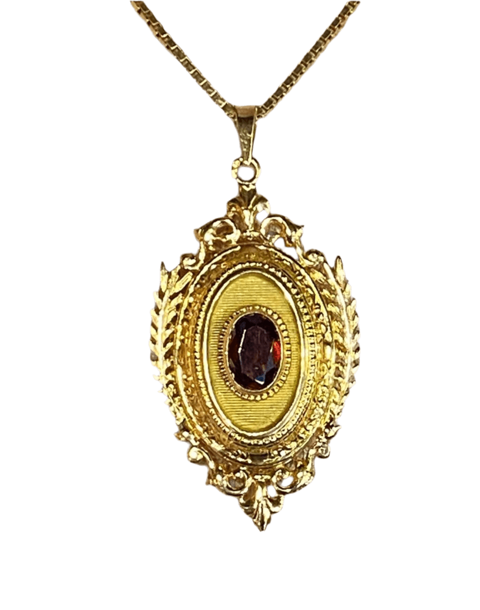 Pendentif Porte Souvenir en or jaune et grenat - Castafiore