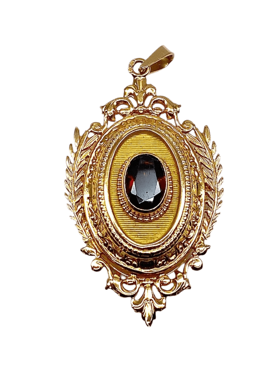 Pendentif Porte Souvenir en or jaune et grenat - Castafiore