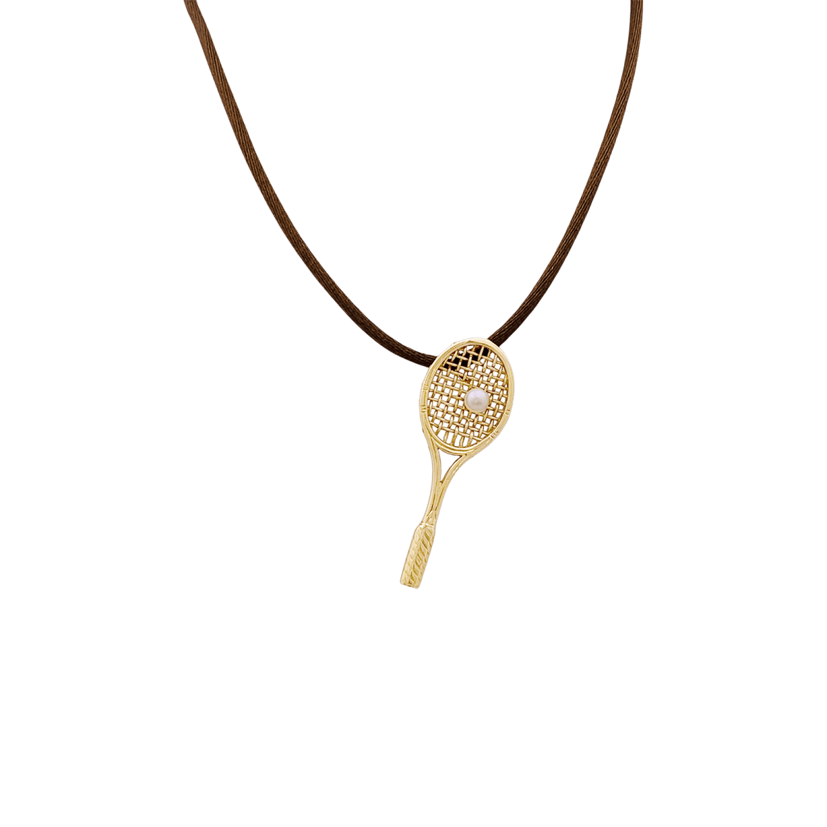 Pendentif "Raquette" en or jaune et perle - Castafiore