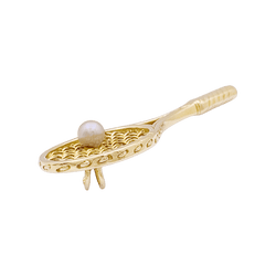 Pendentif "Raquette" en or jaune et perle - Castafiore