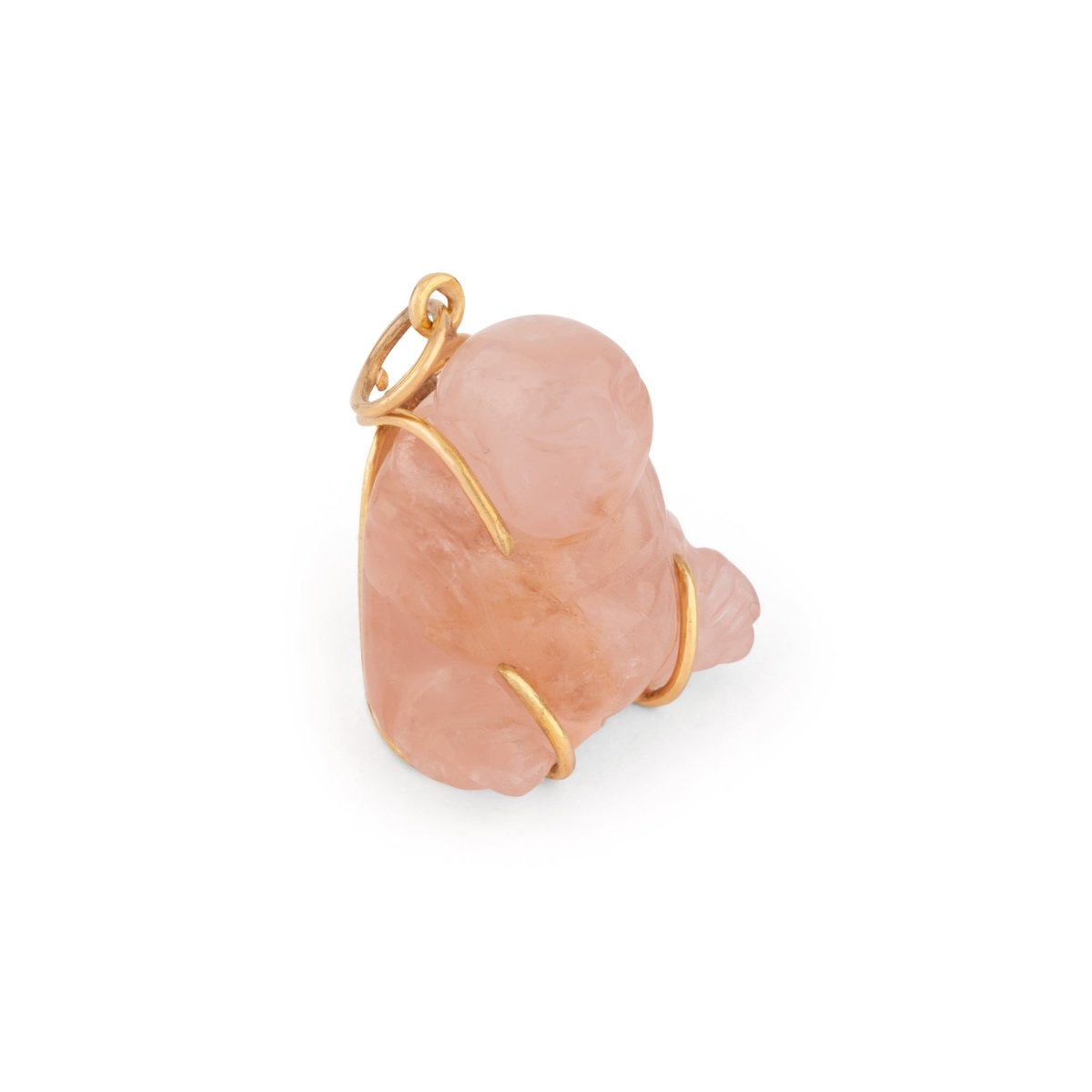 Pendentif représentant un Bouddha quartz rose sculptée - Castafiore