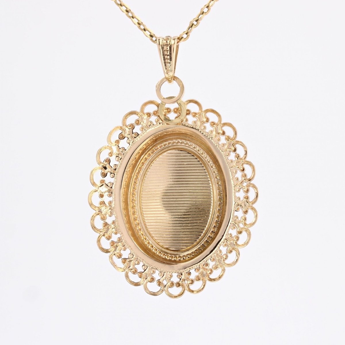 Pendentif rétro en or jaune pierre rouge - Castafiore