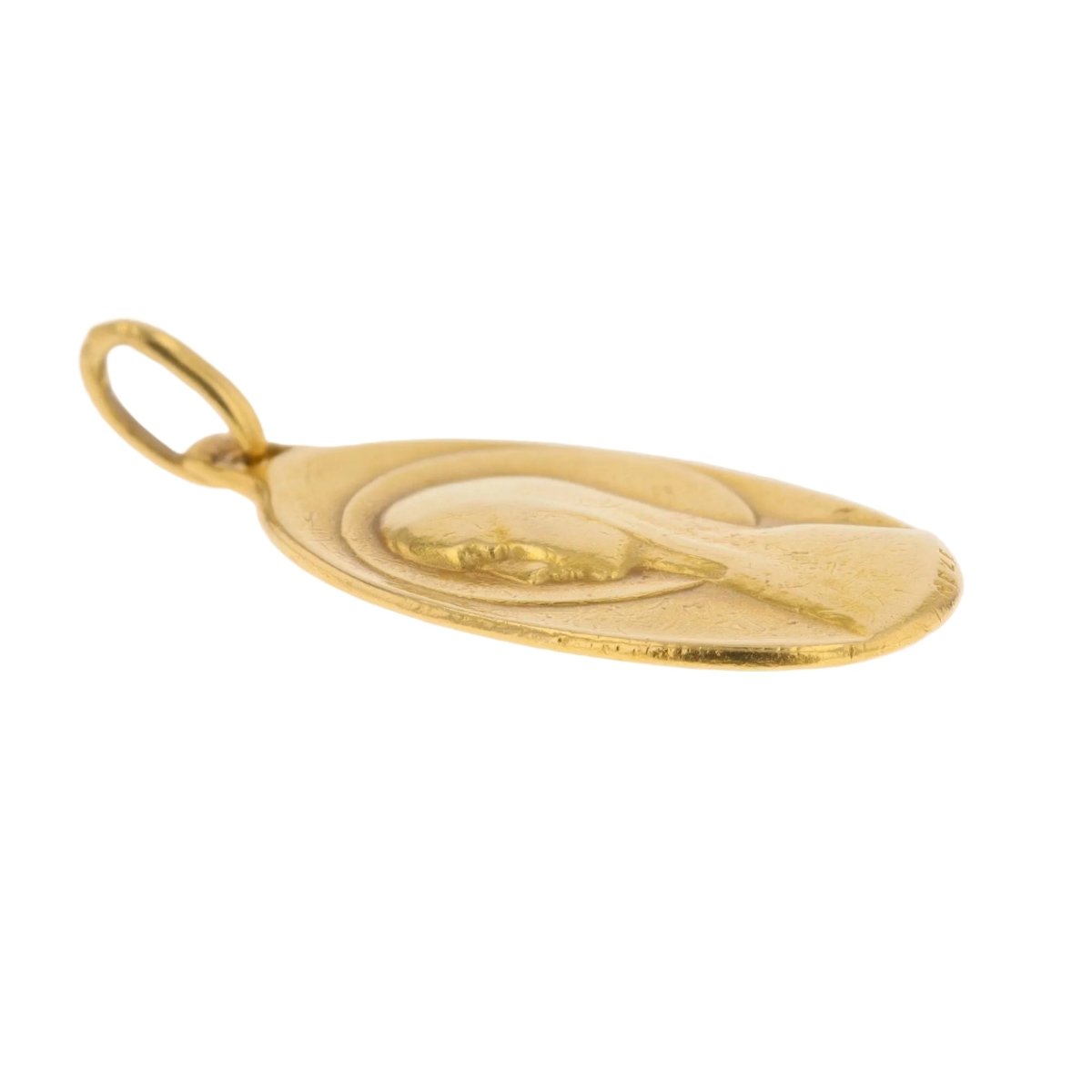 Virgin Mary oval medal yellow gold