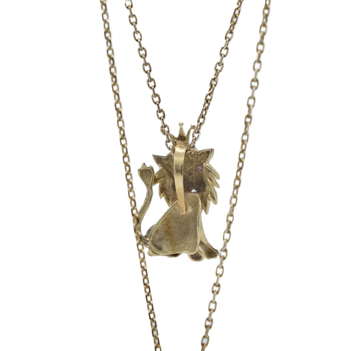 Pendentif Roi Lion en or jaune et rubis - Castafiore