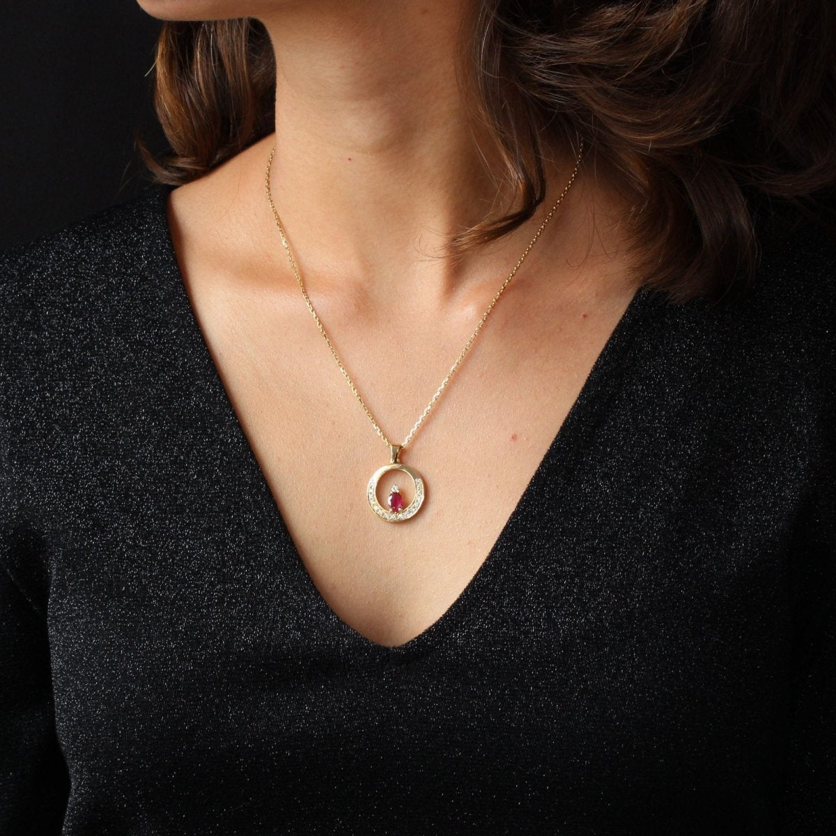 Pendentif RUBIS Diamants en or jaune - Castafiore