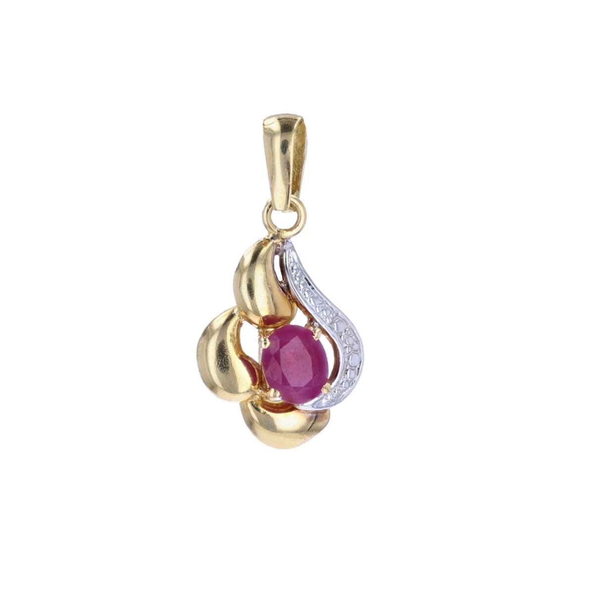 Pendentif RUBIS Moderne en or jaune et blanc - Castafiore
