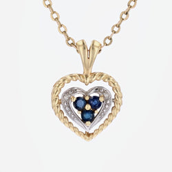 Pendentif SAPHIR Coeur en or jaune et or blanc - Castafiore