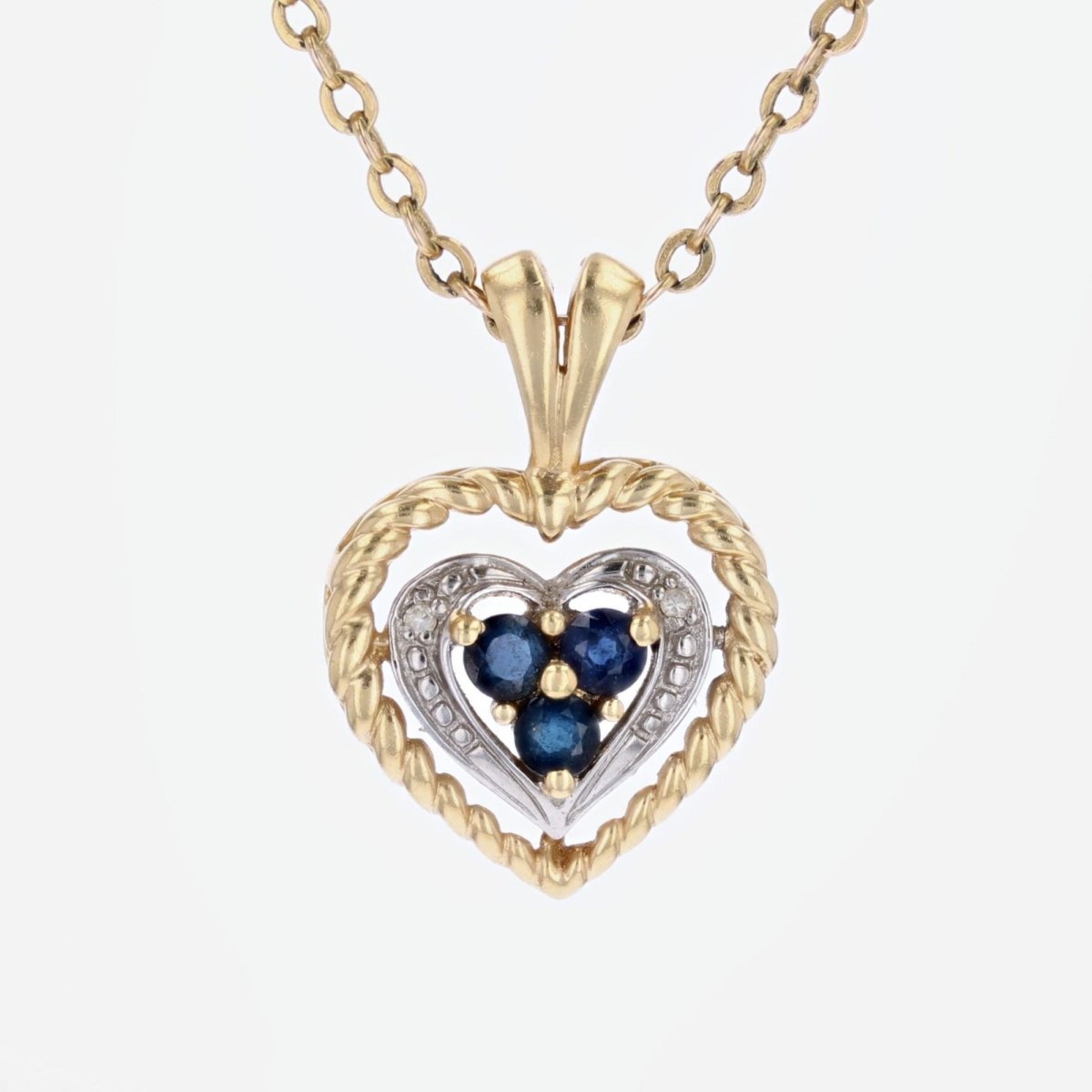 Pendentif SAPHIR Coeur en or jaune et or blanc - Castafiore