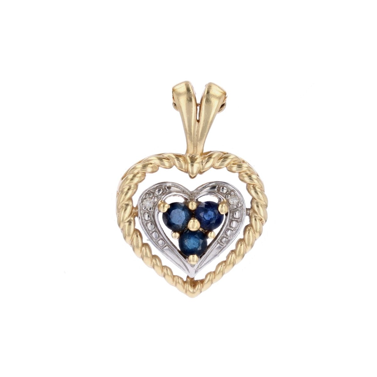 Pendentif SAPHIR Coeur en or jaune et or blanc - Castafiore