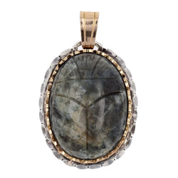 Pendentif SCARABÉE Ovale en argent et or jaune labradorite - Castafiore