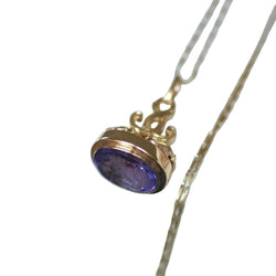 Pendentif Sceau Améthyste Intaille Armoirie Ecclésiastique sur Or Jaune - Castafiore