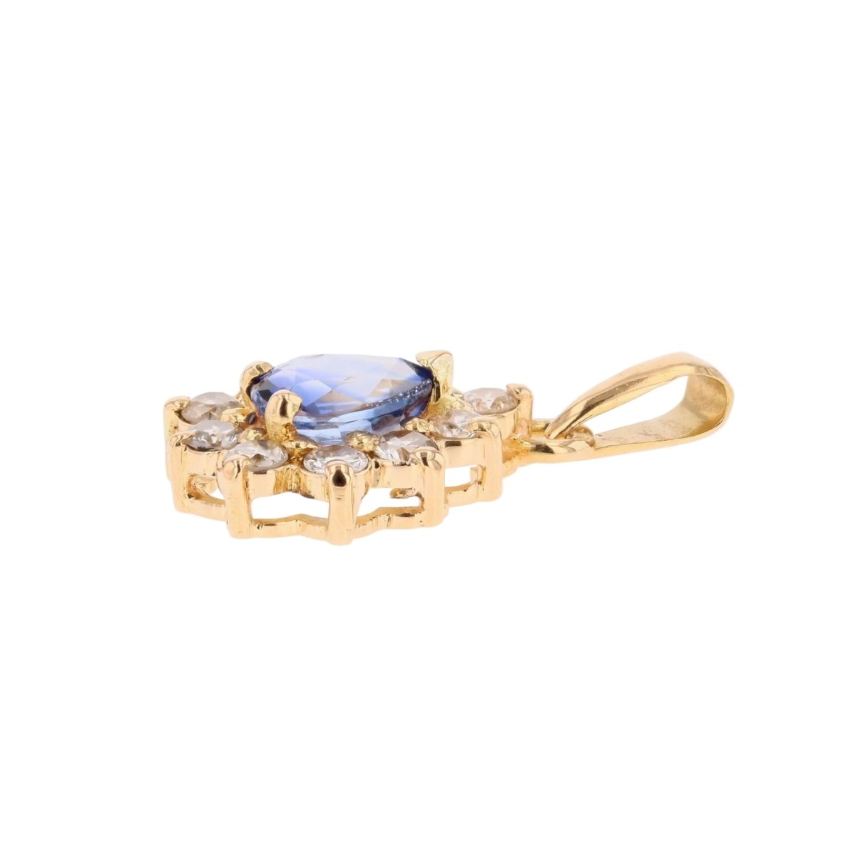 Sapphire pendant diamonds yellow gold opportunity