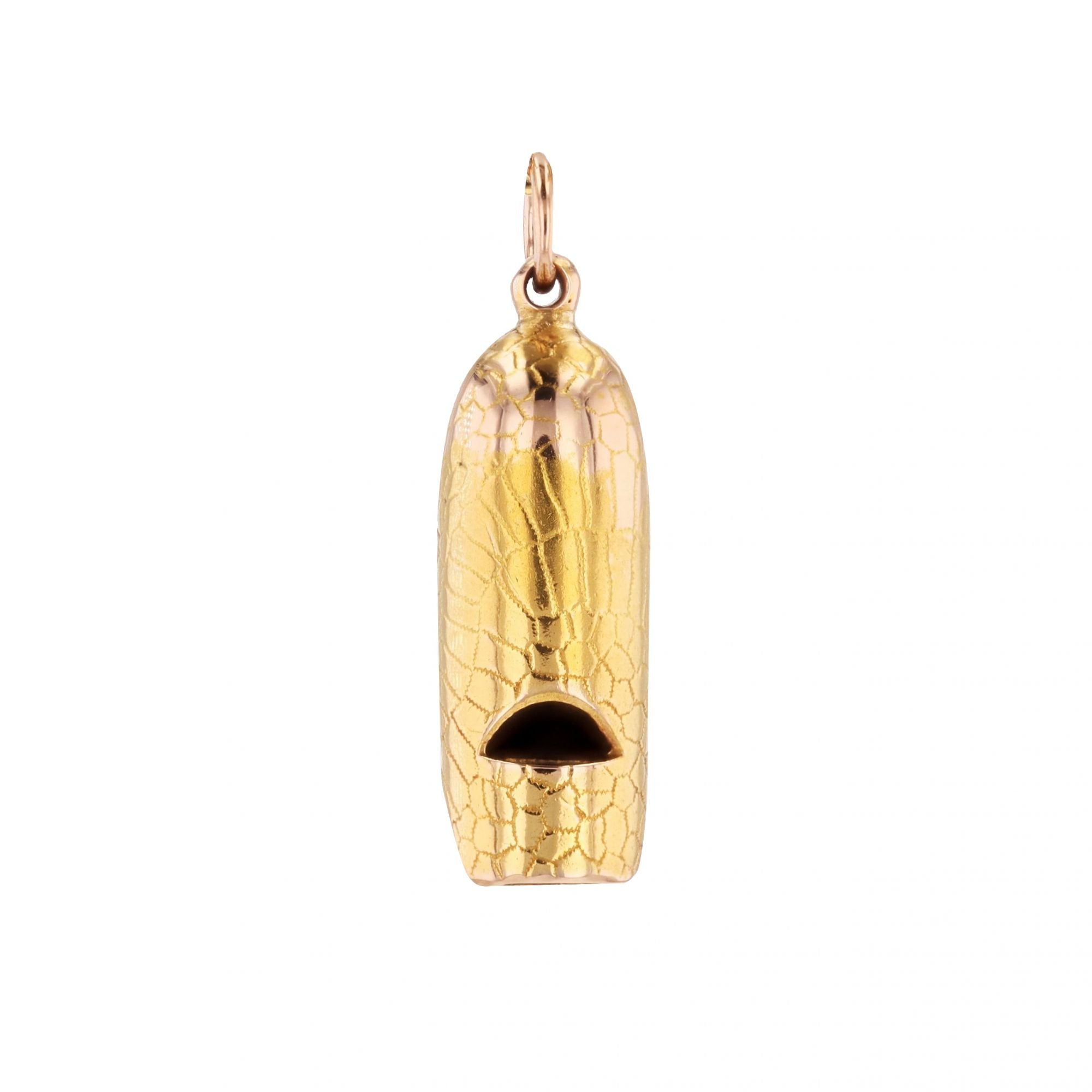 Antique gold-plated whistle pendant