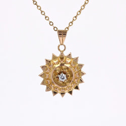 Pendentif soleil vintage or jaune pierre blanche - Castafiore
