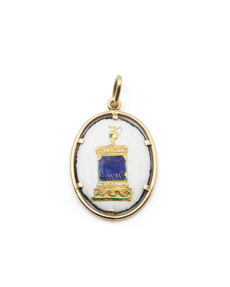 Pendentif souvenir "À l’amitié" en émail et or - Castafiore
