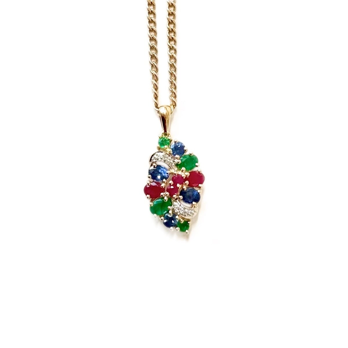 Pendentif TITTI FUTTI en or jaune, or blanc, émeraudes, saphirs, rubis et diamants - Castafiore