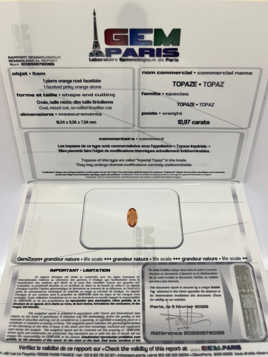 Pendentif Topaze impériale et diamants en or jaune - Castafiore