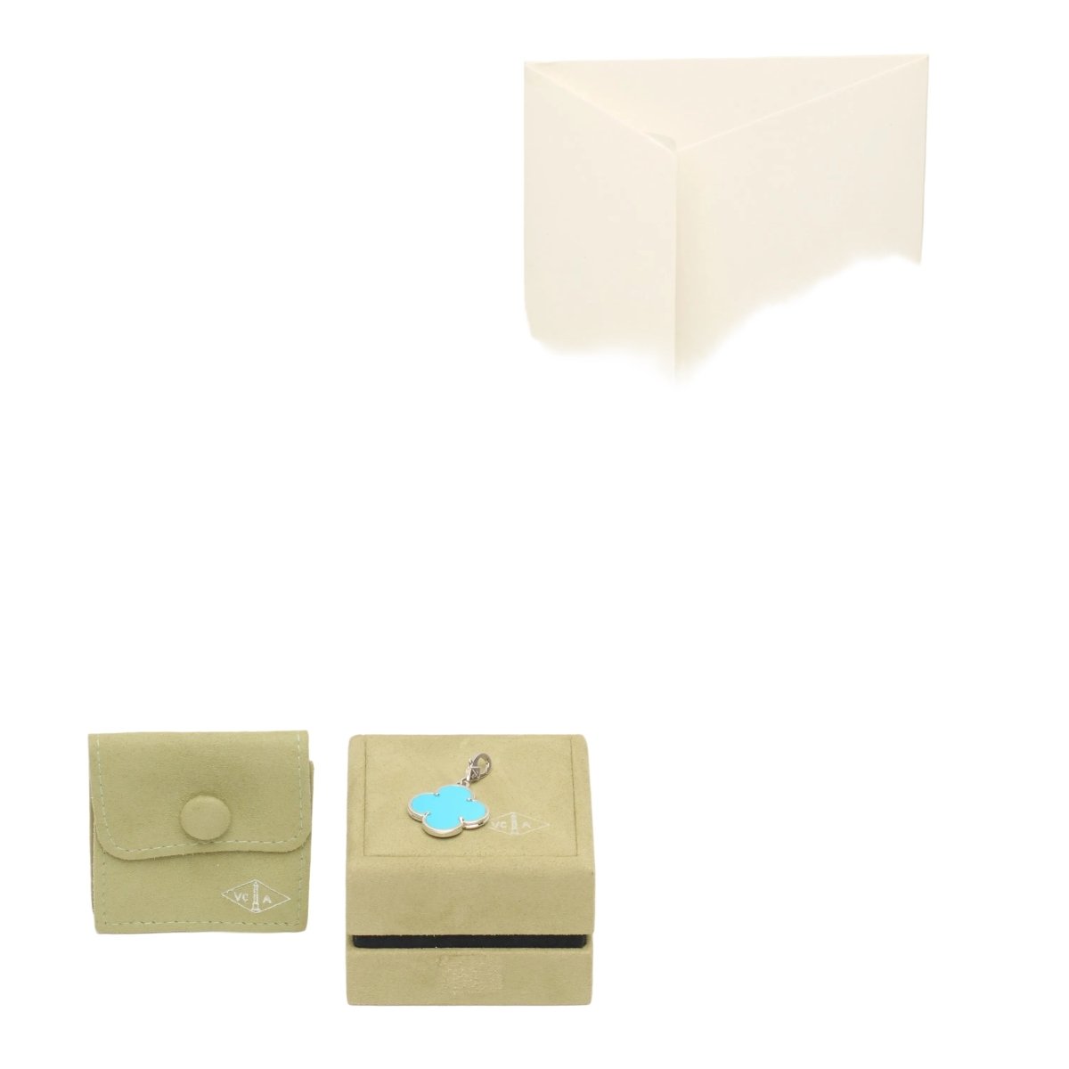 Pendentif VAN CLEEF & ARPELS "Magic Alhambra" en or blanc et turquoise - Castafiore