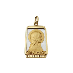 Pendentif Vierge Marie Art Deco en or et nacre - Castafiore