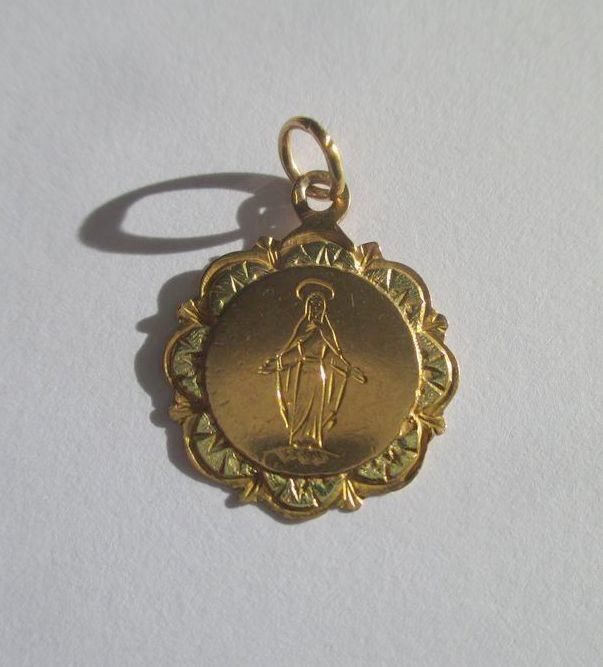 Pendentif Vierge Miraculeuse en or jaune et or vert - Castafiore