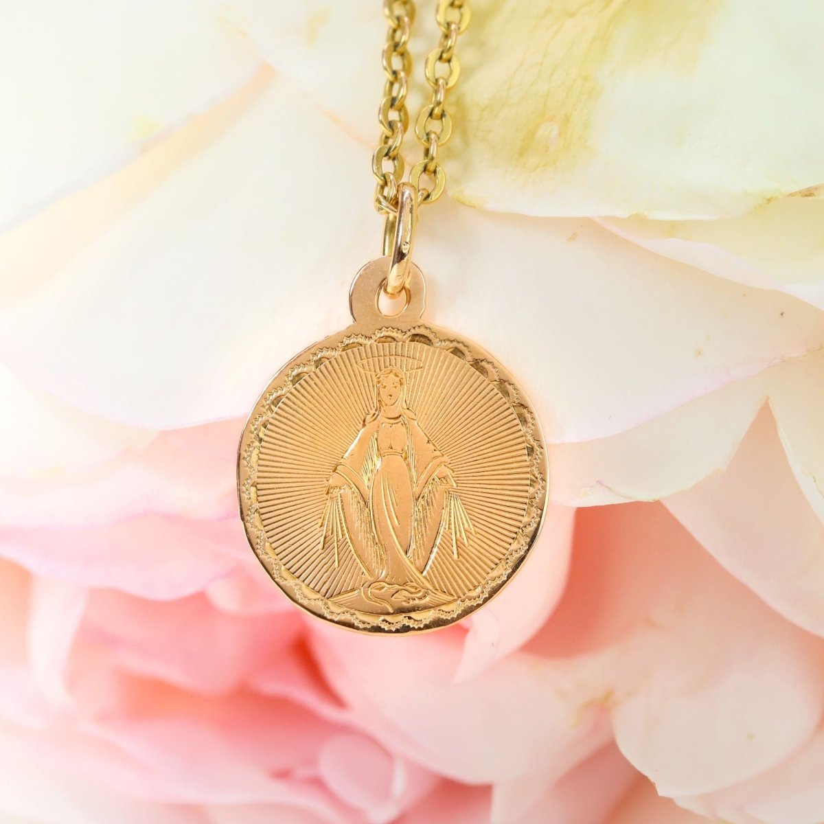 Small antique medal rose gold Miraculous Virgin