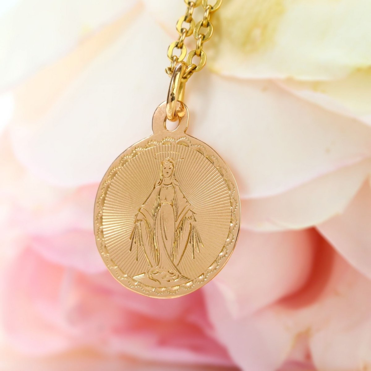 Small antique medal rose gold Miraculous Virgin