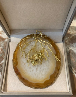 Pendentif Vintage Agate Or Jaune 18 Carats - Castafiore