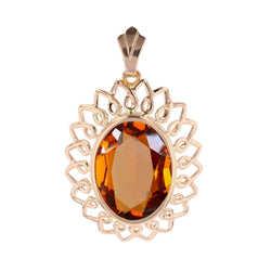 Pendentif vintage en or rose et verre orange - Castafiore