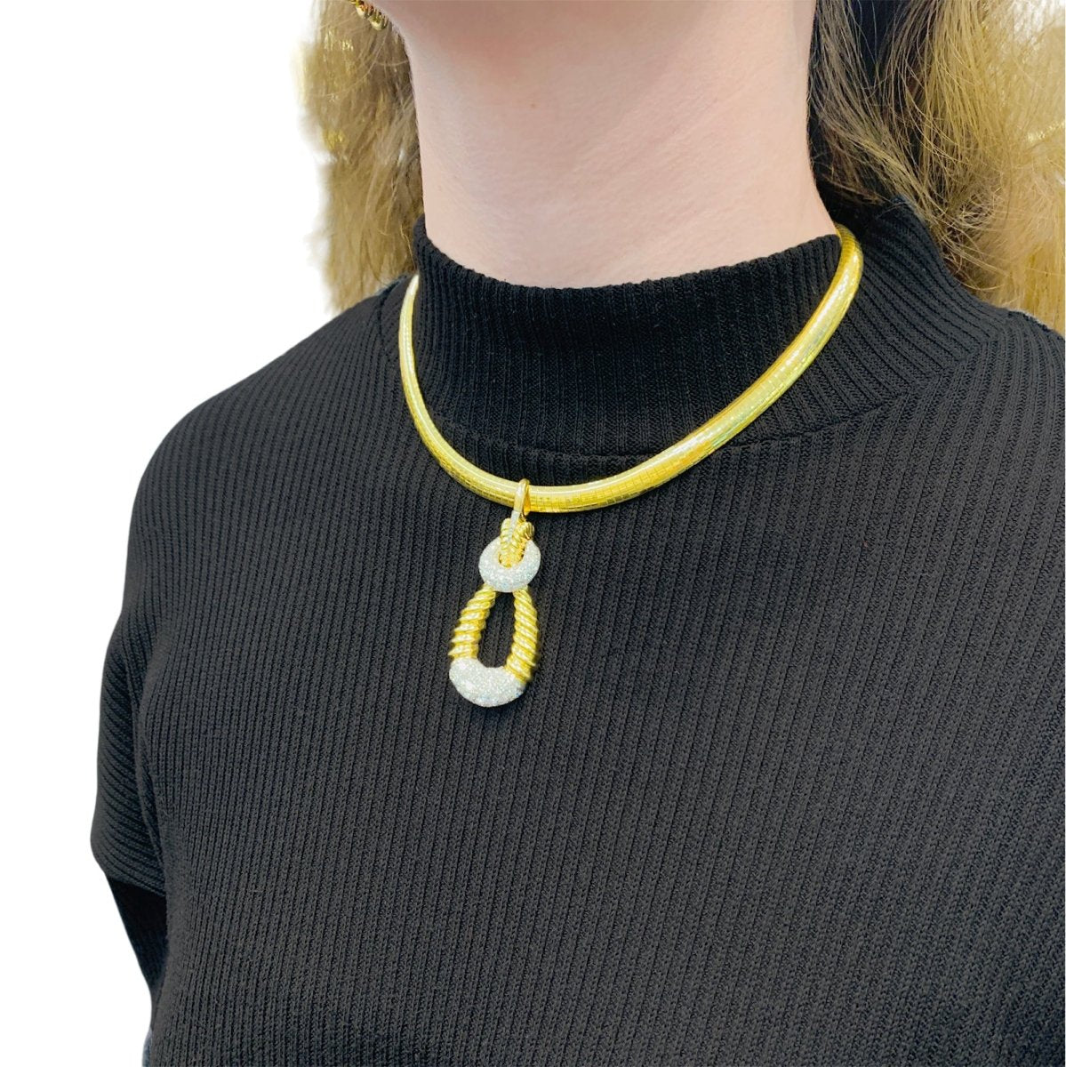 Pendentif vintage Kutchinsky or, diamants. - Castafiore