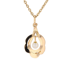 Pendentif VINTAGE Polylobé en or jaune et perle de culture - Castafiore