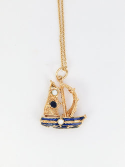 Pendentif vintage Voilier émail - Castafiore