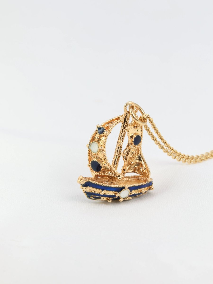 Pendentif vintage Voilier émail - Castafiore