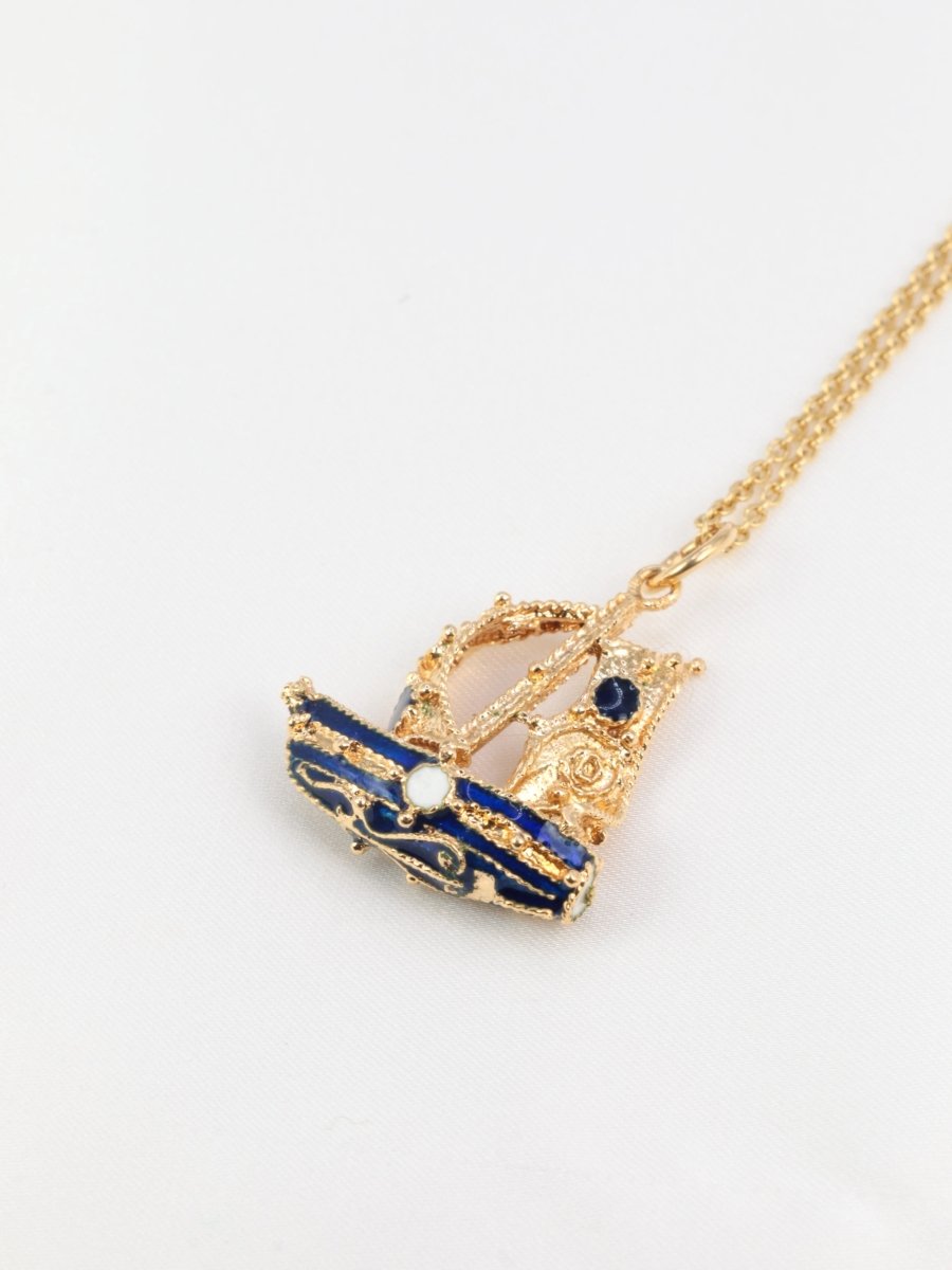 Pendentif vintage Voilier émail - Castafiore