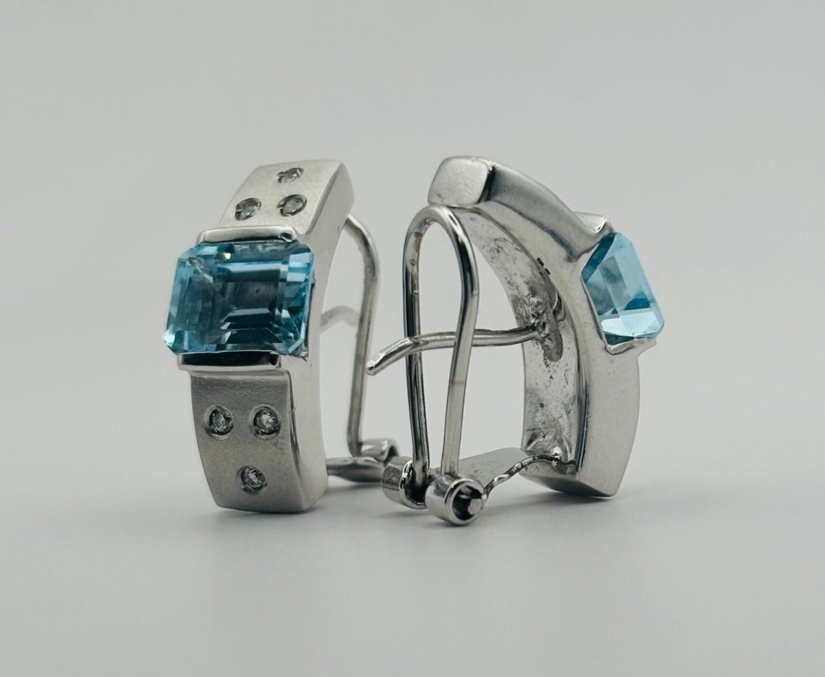 PENDIENTES EN ORO CON TOPACIO Y DIAMANTES - Castafiore