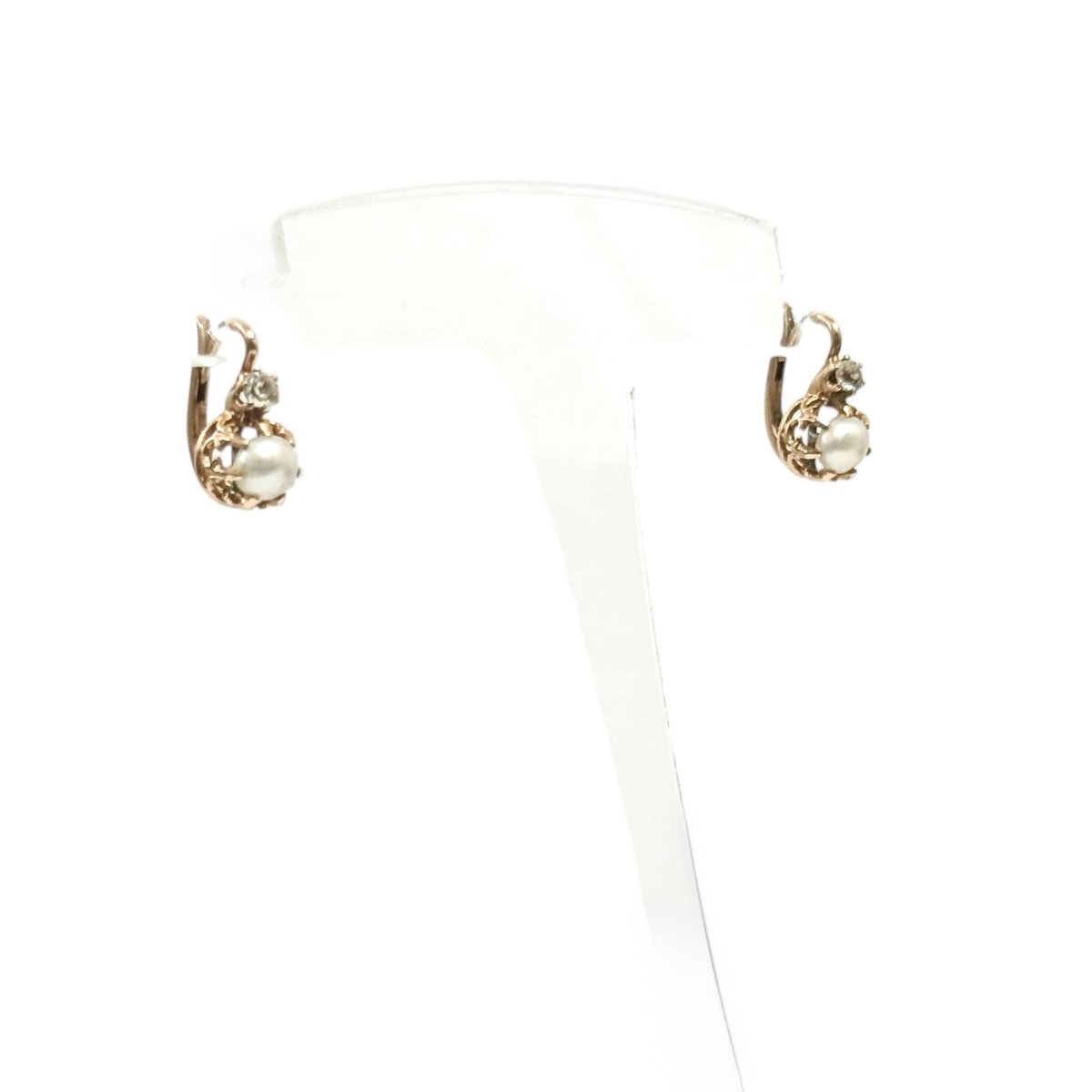 Petites dormeuses perles et diamants - Castafiore