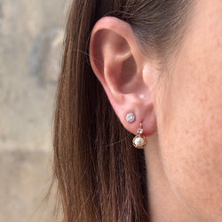 Petites dormeuses perles et diamants - Castafiore