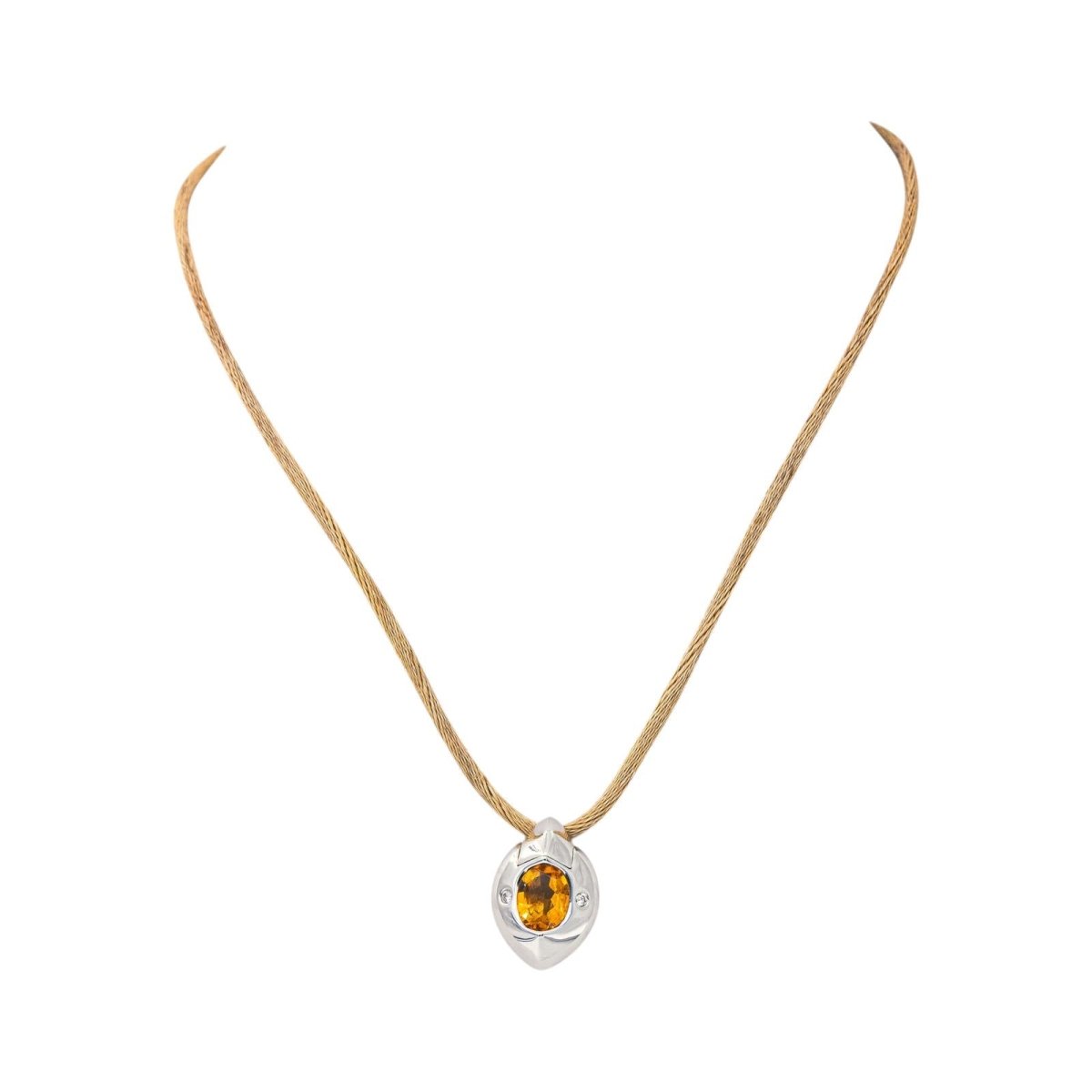 Piaget Collier Pendentif Or blanc Citrine - Castafiore