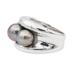 Poiray Bague Cocktail Fidji Or blanc Perle - Castafiore