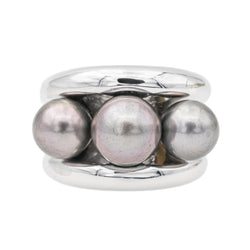 Poiray Bague Cocktail Fidji Or blanc Perle - Castafiore