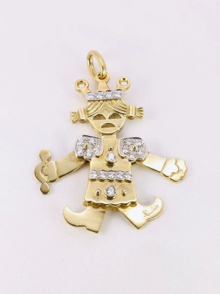 POMELLATO Pendentif Petite Reine articulé 2 ors diamants - Castafiore