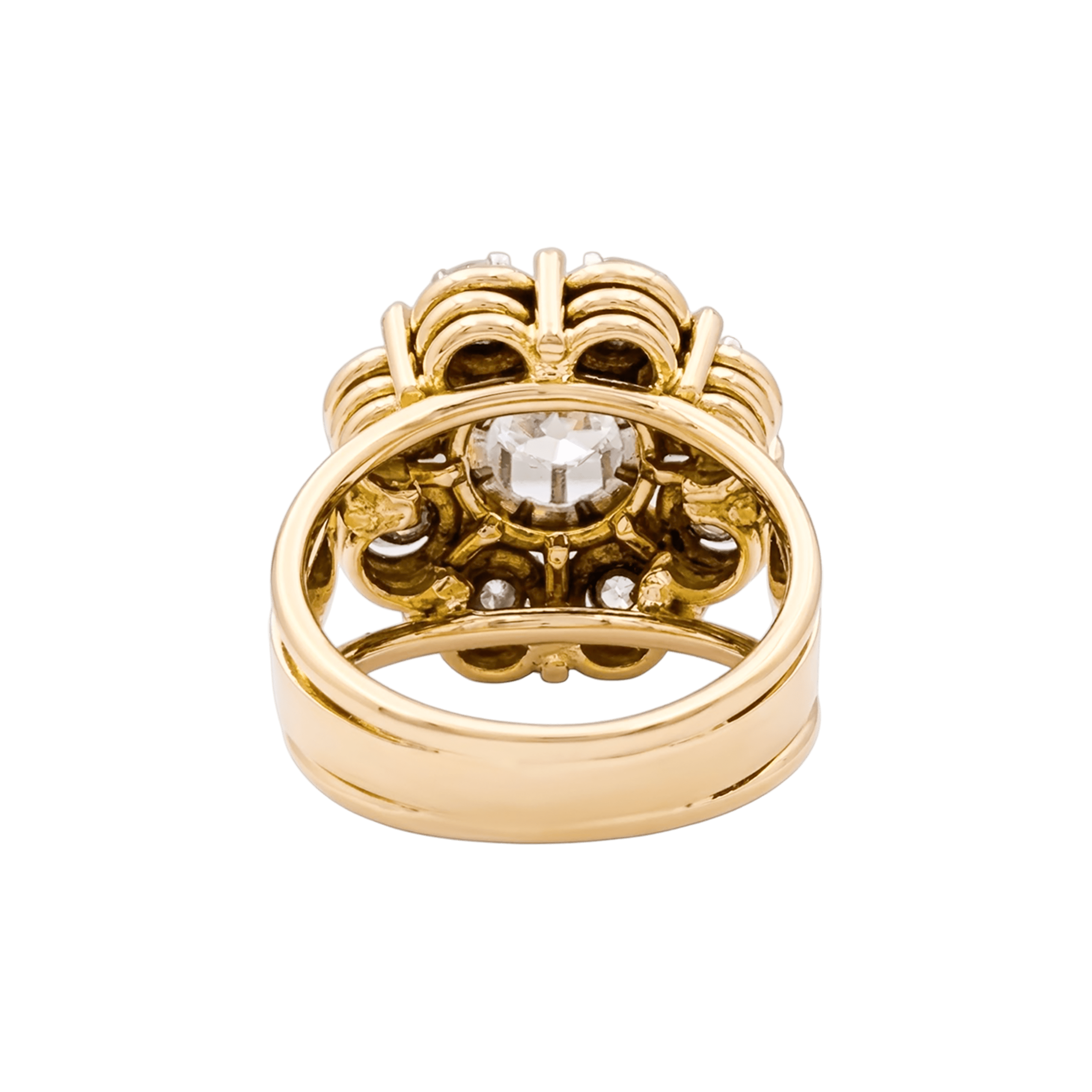 Bague « Marguerite », deux ors, diamants taille ancienne.