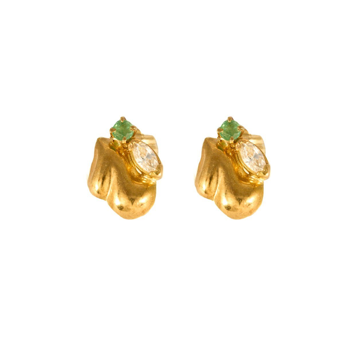 Puces D Oreille Emeraudes Or Jaune - Castafiore