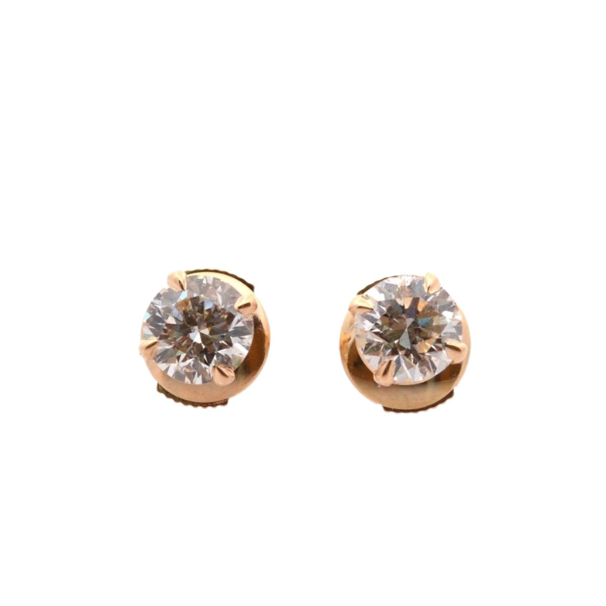 Puces d'oreilles diamants en or jaune et diamants - Castafiore
