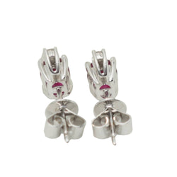 Puces d'oreilles en or blanc, rubis et diamants - Castafiore