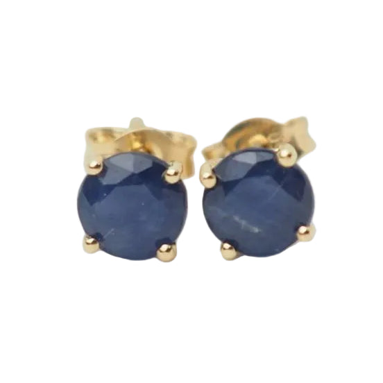 Puces d'oreilles en or jaune et saphir - Castafiore