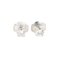 Puces d'oreilles or blanc diamants ronds 0.7 carat - Castafiore