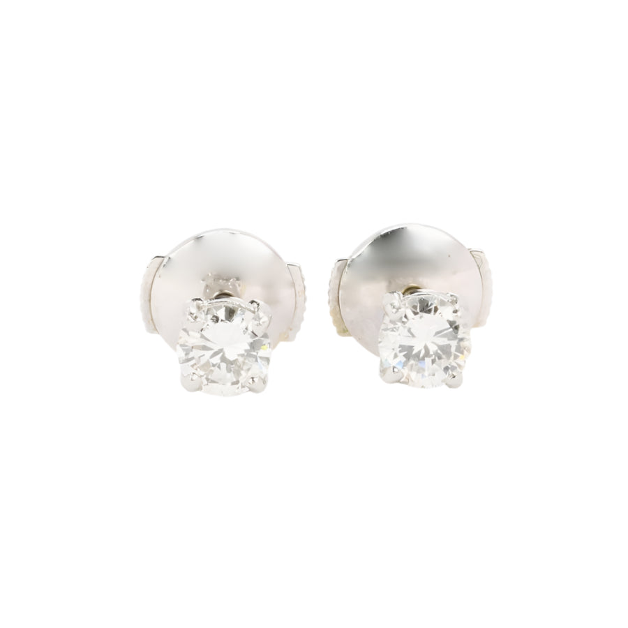 Puces d'oreilles or blanc diamants ronds 0.7 carat - Castafiore